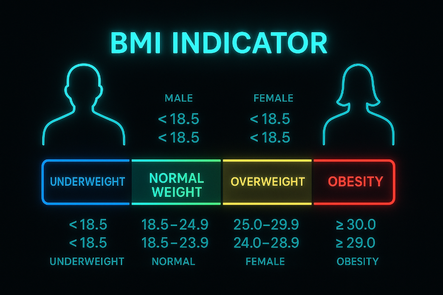 BMI categories and healthy weight range explainer